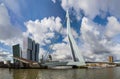 Erasmus bridge and Rotterdam cityscape - Netherlands Royalty Free Stock Photo