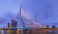 Erasmus bridge and Rotterdam cityscape - Netherlands Royalty Free Stock Photo