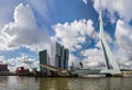 Erasmus bridge and Rotterdam cityscape - Netherlands Royalty Free Stock Photo