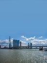 Erasmus bridge and Rotterdam landscape and skyline, Netherlands Royalty Free Stock Photo