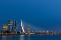 Erasmus Bridge Rotterdam by night Royalty Free Stock Photo