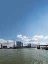 Erasmus bridge and Rotterdam landscape and skyline, Netherlands Royalty Free Stock Photo