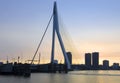 Erasmus Bridge at sunset Royalty Free Stock Photo