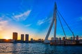 Erasmus Bridge on sunset, Rotterdam, Netherlands