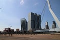 Erasmusbrug bridge over river Nieuwe Maas with nickname Swan connects north and south of Rotterdam.