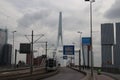 Erasmusbrug bridge over river Nieuwe Maas with nickname Swan connects north and south of Rotterdam.