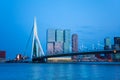 Erasmusbrug bridge view at evening in Rotterdam