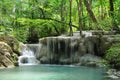 Eravan Waterfall, Kanchanabury, Thailand Royalty Free Stock Photo