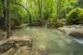 Erawan`s waterfall at the evergreen forest