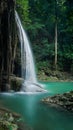 Erawan,s waterfall shooting by vertical image, Located Kanchanaburi