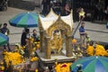 Erawan Shrine and people praying Thao Maha Phrom or Lord Brahma at Ratchaprasong Royalty Free Stock Photo