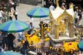 Erawan Shrine and people praying Thao Maha Phrom or Lord Brahma at Ratchaprasong Royalty Free Stock Photo