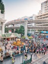 Erawan Shrine top view, Wide angle, in sky walk at BTS station,