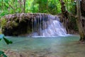 Erawan waterfall beautiful nature scenery in Kanchanaburi Thailand Royalty Free Stock Photo