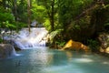 Erawan Waterfall have emerald water and natura