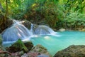 Erawan Waterfall, Kanchanaburi Thailand, natural waterfalls, beautiful green forests Royalty Free Stock Photo