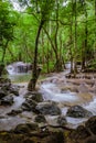 Erawan Waterfall Thailand, beautiful deep forest waterfall in Thailand Royalty Free Stock Photo