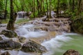 Erawan Waterfall Thailand, beautiful deep forest waterfall in Thailand Royalty Free Stock Photo