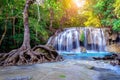 Erawan waterfall in Thailand. Beautiful waterfall with emerald pool in nature. Royalty Free Stock Photo