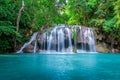 Erawan waterfall in Thailand. Beautiful waterfall with emerald pool in nature Royalty Free Stock Photo