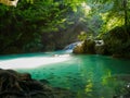 Erawan waterfalls, beautiful evergreen