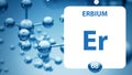 Erbium Er, chemical element sign. 3D rendering isolated on white background. Erbium chemical 68 element for science experiments in