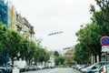 Erci thank you large banner across the street during Coronavirus Covid 19