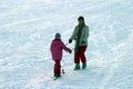 Little girl learning to ski at Mount Erciyes ski area