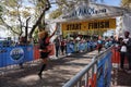 GÃÂ¼ller KoÃÂ§ at the finish line of Kyzikos Ultra 2019 22K Apostol Trail Run Royalty Free Stock Photo