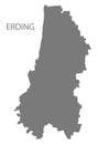 Erding city map with boroughs grey illustration silhouette shape Royalty Free Stock Photo