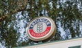 Erdinger Weissbrau wheat beer logo closeup outdoor. Berlin, Germany.