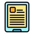 Ereader icon color outline vector