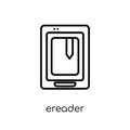 Ereader icon. Trendy modern flat linear vector Ereader icon on w