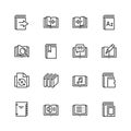Ereader interface related icons in thin line style