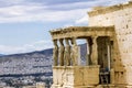 Erechteion temple on the Acropolis hill in Athens in Greece Royalty Free Stock Photo