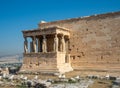 Erechtheion - an ancient Greek temple with a portico and six caryatids, built in honor of Athens and Poseidon, Greece Royalty Free Stock Photo