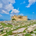 Erechtheion and Porch of the Caryatids. Athenian Acropolis. Athens, Greece. Royalty Free Stock Photo