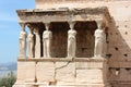 Erechtheion or Erechtheum temple, Caryatid Porch on the Acropolis in Athens Royalty Free Stock Photo