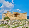 Erechtheion and Porch of the Caryatids. Athenian Acropolis. Athens, Greece. Royalty Free Stock Photo