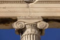 Erechtheion, Temple of Athena Polias on Acropolis of Athens, Greece. Details of Ionic style columns on a background of blue sky Royalty Free Stock Photo