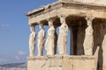 Erechtheion, Temple of Athena Polias on Acropolis of Athens, Greece. View of The Porch of Maidens with statues of caryatids