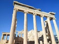 A closeup view of the Erechtheion in Athens, Greece.