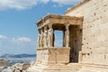 Erechtheion temple with Caryatid Porch on the Acropolis Royalty Free Stock Photo