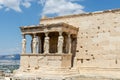 Erechtheion temple with Caryatid Porch on the Acropolis Royalty Free Stock Photo