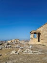 Ancient Erechtheion temple with Caryatid Porch on Acropolis, Athens, Greece. Famous Acropolis hill is top landmark of Athens. Royalty Free Stock Photo