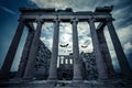 Erechtheion temple on Halloween in full moon, Athens, Greece Royalty Free Stock Photo