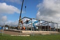 Erecting steel framework for new building Royalty Free Stock Photo