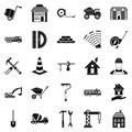 Erection icons set, simple style