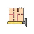 Erection partitions at home color line icon. Pictogram for web page, mobile app