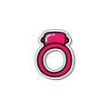 Erection ring sex toy doodle sticker icon, vector color line illustration